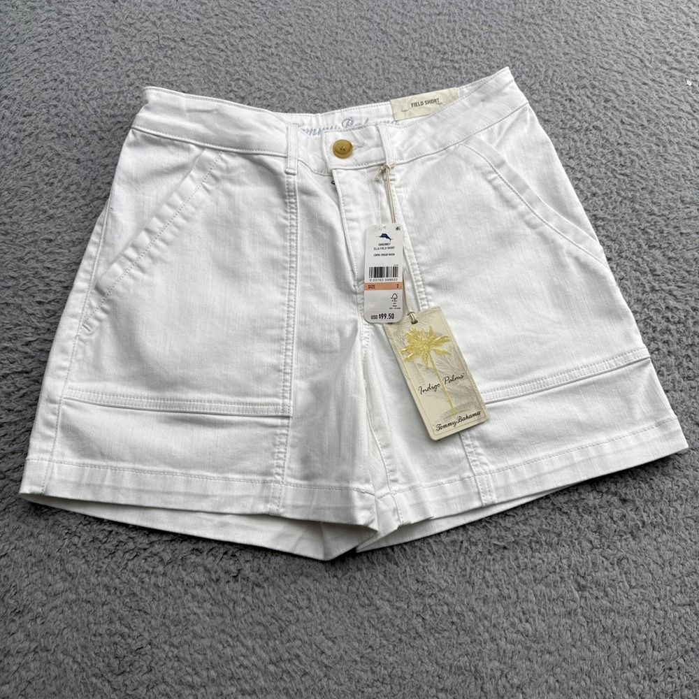 Tommy Bahama Womens Ella Field Shorts White Stretch Bermuda Size 2 SW820857